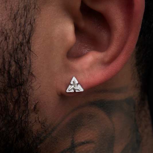 Triangle Stud Silver Earrings for Him