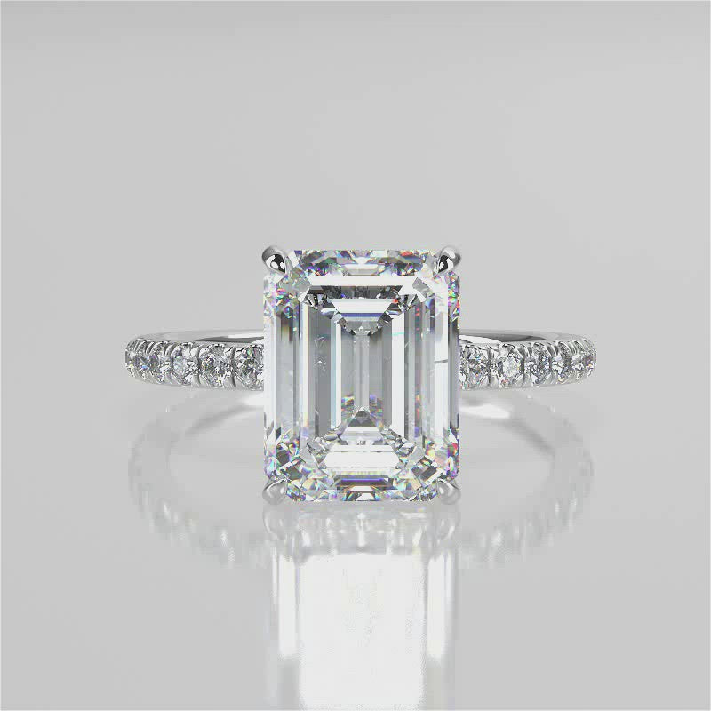 Stunning 2.53 CT Emerald Moissanite Engagement Ring with Pave Design 4