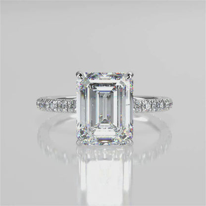 Stunning 2.53 CT Emerald Moissanite Engagement Ring with Pave Design 4