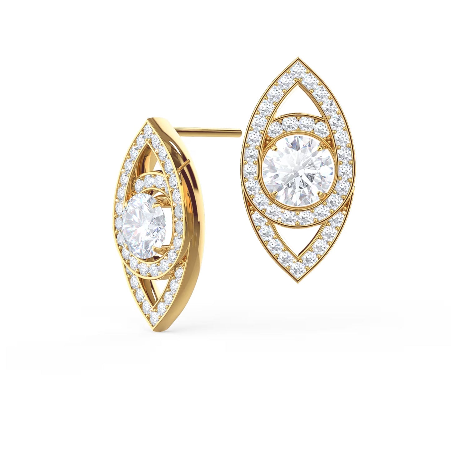 1.50 TCW Round Cut Moissanite Evil Eye Stud Earrings in Gold 1