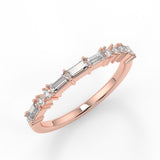 Stunning 0.30 TCW Round & Baguette Moissanite Stones Half Eternity Wedding Band 9