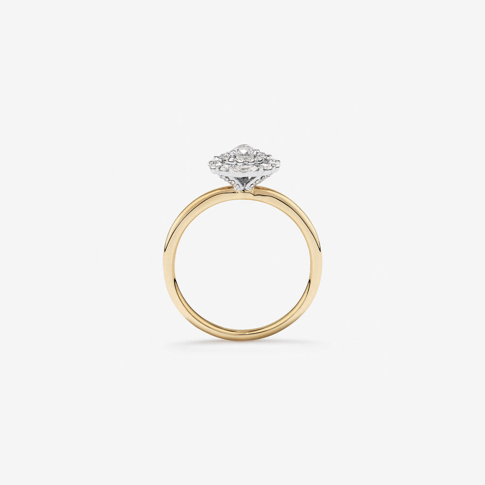 Stunning 0.8 TCW Pear Moissanite Engagement Ring In Cluster Design 2