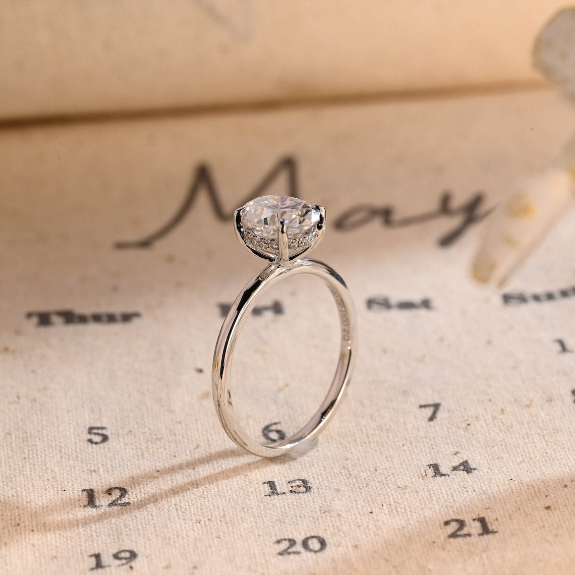 Stunning 3.0 CT Oval Moissanite Engagement Ring with Hidden Halo Design 5