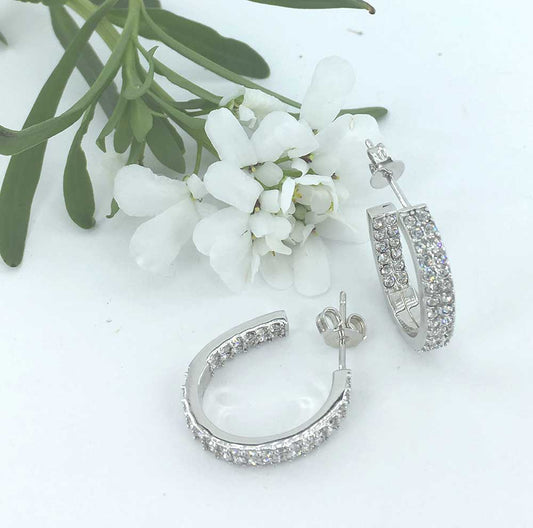 Round Cut Cubic Zirconia in 925 Sterling Silver Earrings 2