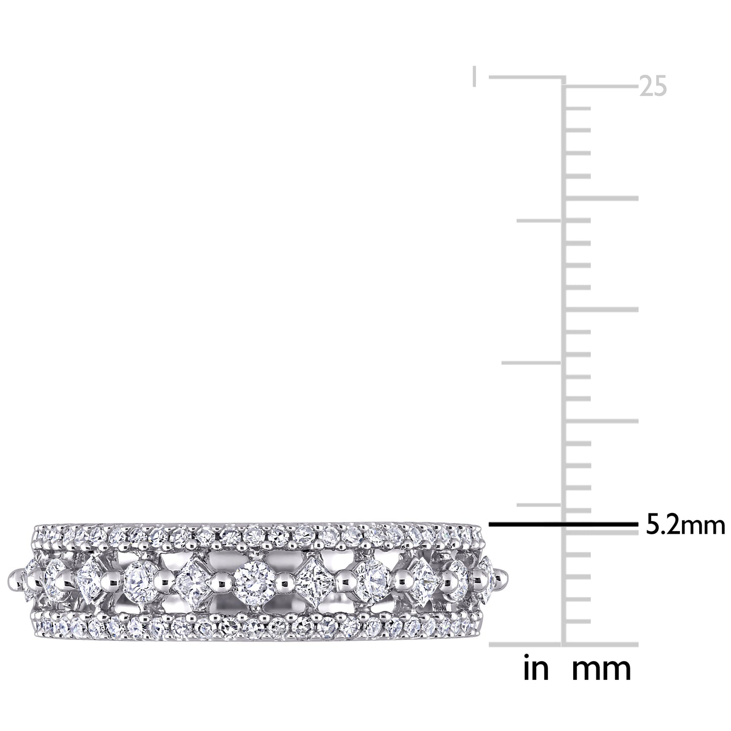 Round Cut Cubic Zirconia in 925 Sterling Silver Wedding Bands 10