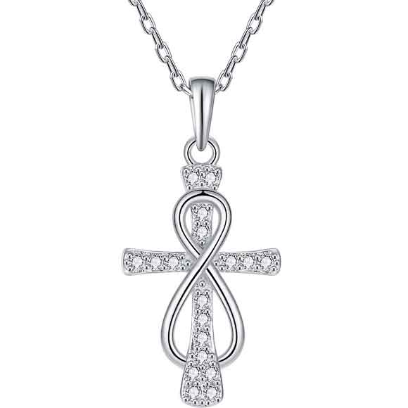 Round Cut Cubic Zirconia in 925 Sterling Silver Necklace 1