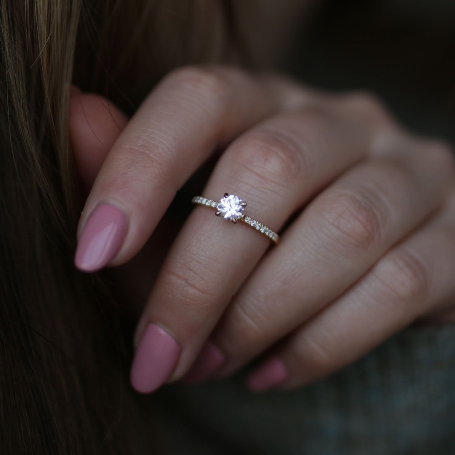 0.50 CT Round Cut Pave CVD F/VVS1 Diamond Engagement Ring 2
