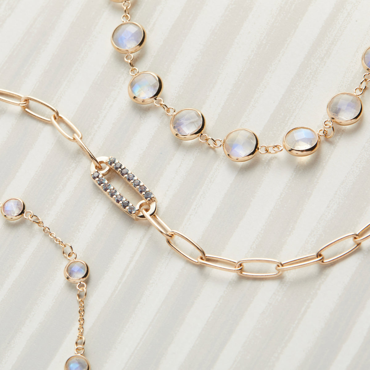 Round Moonstone Lab Made Diamond- June Birthstone Choker Necklace 8