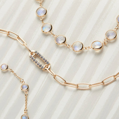 Round Moonstone Lab Made Diamond- June Birthstone Choker Necklace 8
