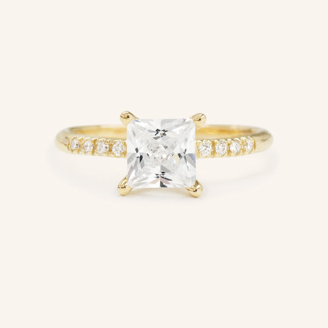 Stunning 1 CT Princess Moissanite Engagement Ring With Pave Design 1