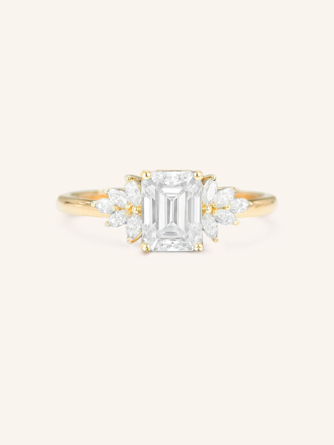 Stunning 1 CT Emerald Moissanite Engagement Ring With Cluster Design 1