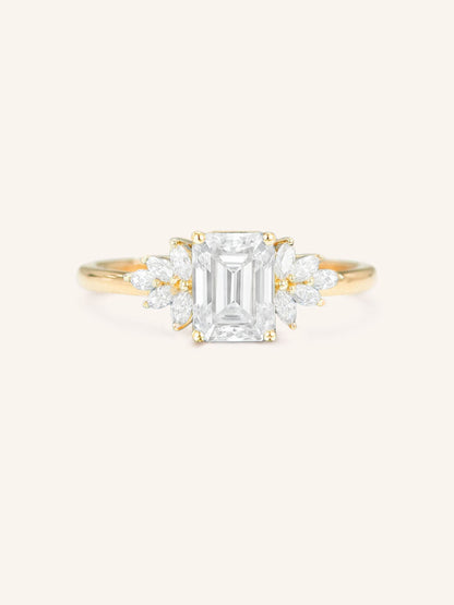 Stunning 1 CT Emerald Moissanite Engagement Ring With Cluster Design 1
