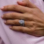 Pear Cut Halo Style Cubic Zirconia in 925 Sterling Silver Ring 4