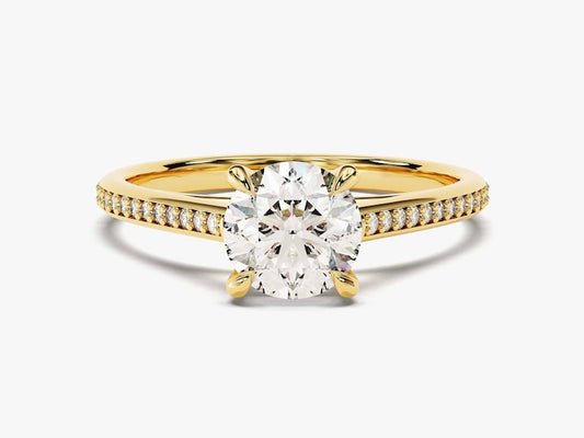 Stunning 1.0 CT Round Moissanite Engagement Ring with Pave Design 1
