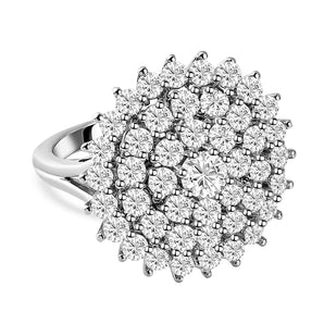 Round Cut Halo Style Cubic Zirconia in 925 Sterling Silver Ring