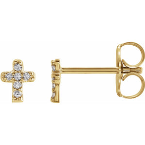 0.20 TCW Round Cut Moissanite Cross Stud Earrings in Gold