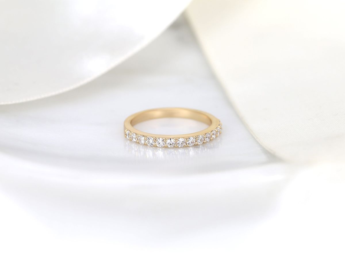 Stunning 0.48 TCW Round Moissanite Stones Half Eternity Wedding Bands 1