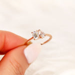 Stunning 0.43 CT & 0.58 CT Pear & Emerald Moissanite Engagement Ring with Two Stones Design 8