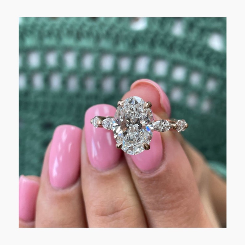 Stunning 2.5 CT Oval Moissanite Engagement Ring in a Hidden Halo Design 6