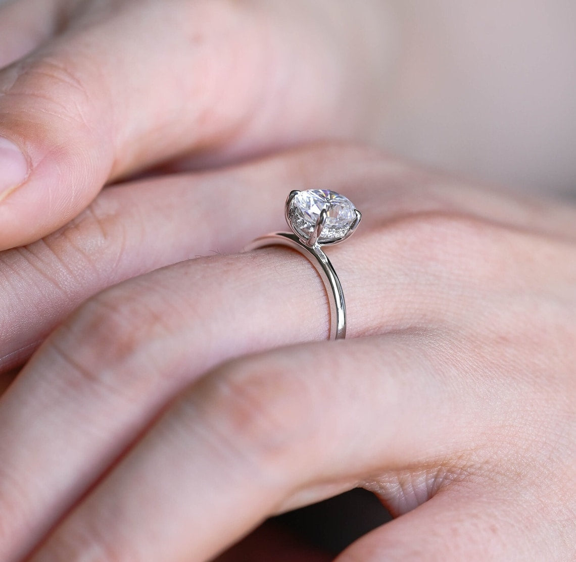 Stunning 3.0 CT Oval Moissanite Engagement Ring with Hidden Halo Design 9