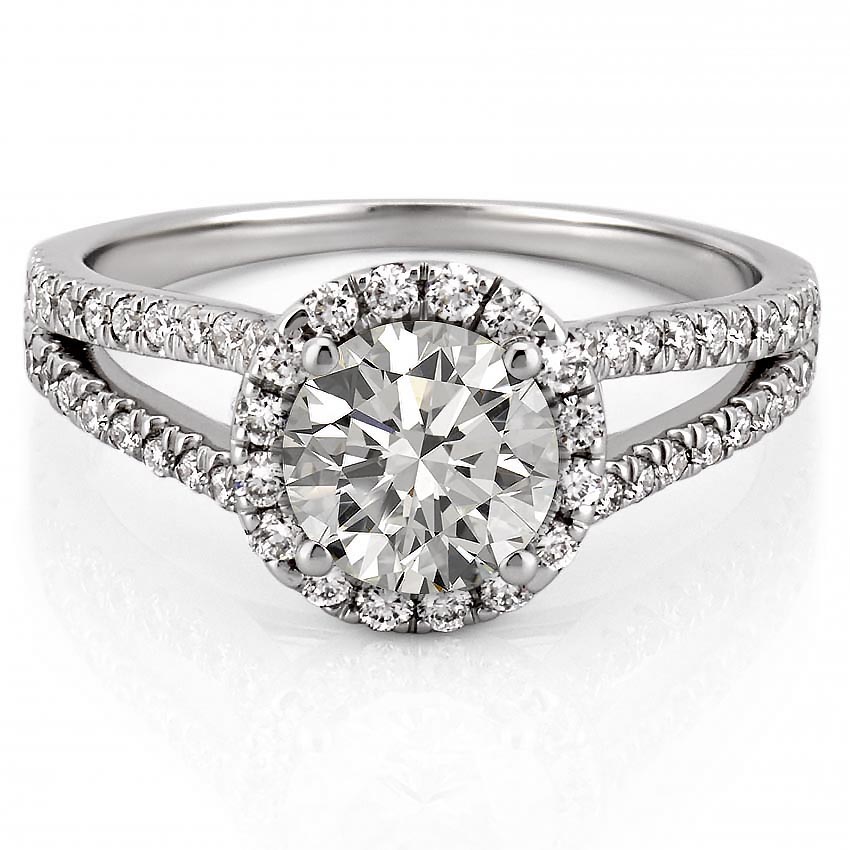 Stunning 1.0- 2.0 CT Round Moissanite Engagement Ring with Halo & Split Shank Design 3