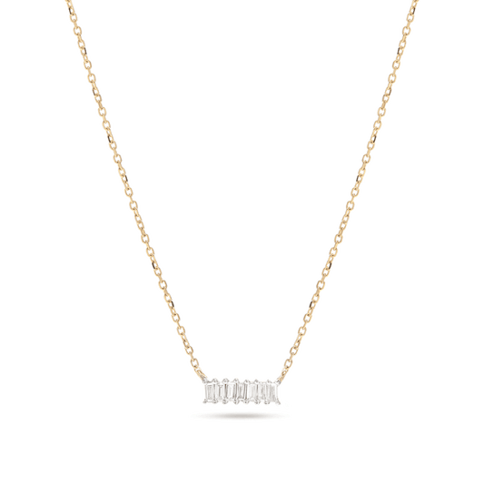0.40 CT Baguette Moissanite Diamond Bar Pendant Necklace in Solid Gold 2