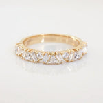 Stunning 0.4 TCW Trillion, Baguette, Round Moissanite Stones In Half Eternity Wedding Band 1