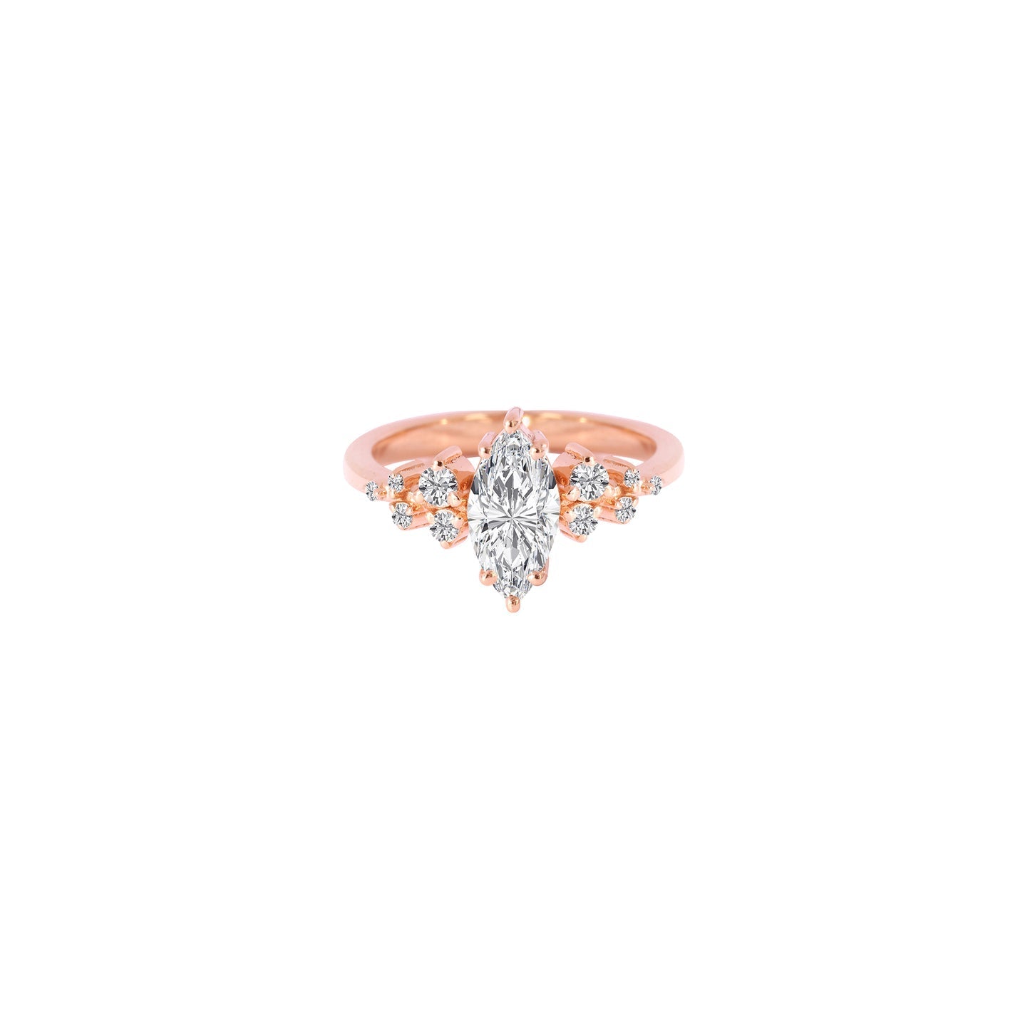 Stunning 1.50 CT Marquise Moissanite Engagement Ring with Cluster Design 1