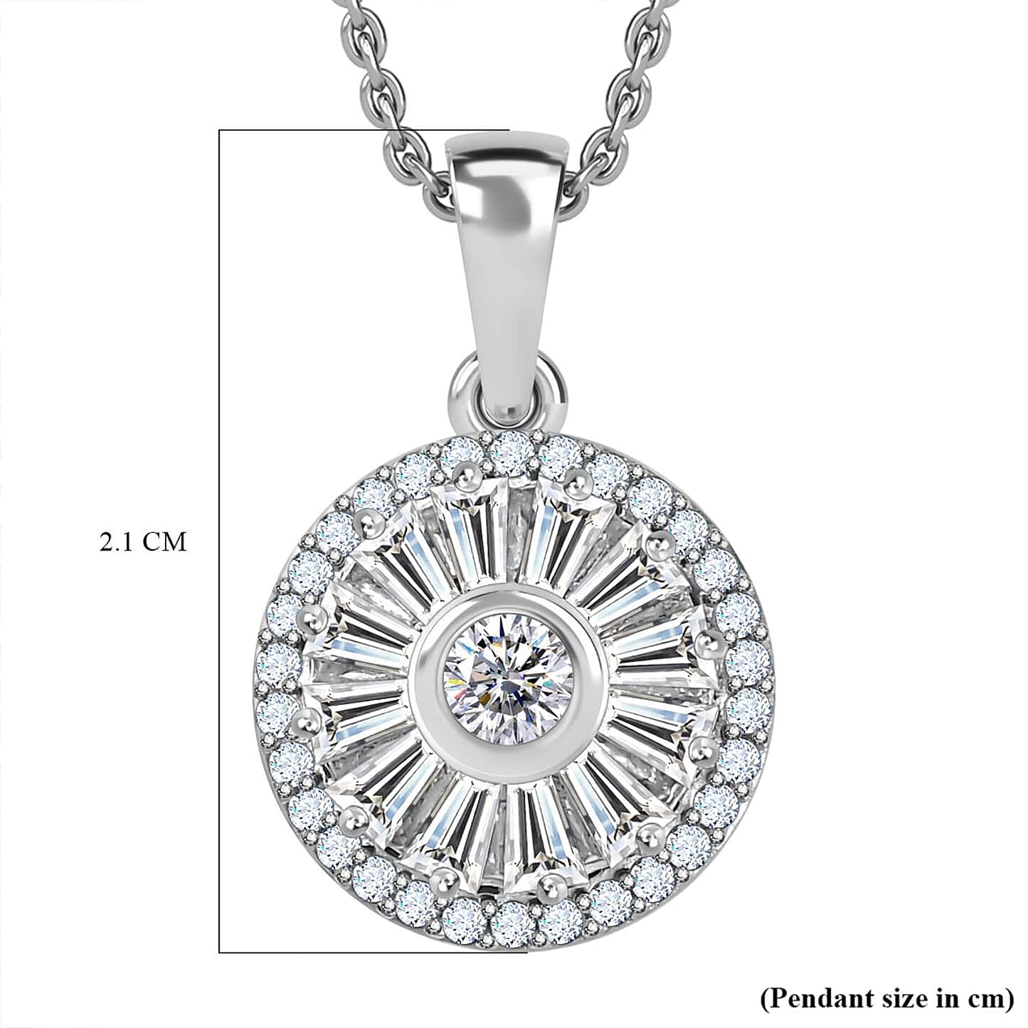 Round Cut Cubic Zirconia in 925 Sterling Silver Necklace 7