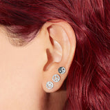 0.88 TCW Round & Baguette Cut Moissanite Peace Out Stud Earrings in Gold 4
