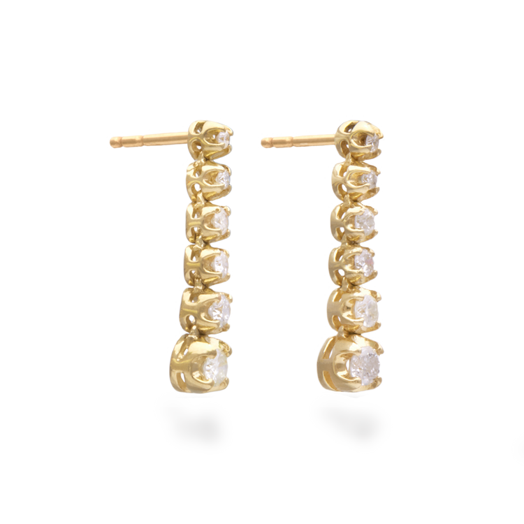 1.0 TCW Round Cut Moissanite Tennis Earrings in Gold 6