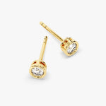 0.50 TCW Round Cut Moissanite Bezel Stud Earrings in Gold 2