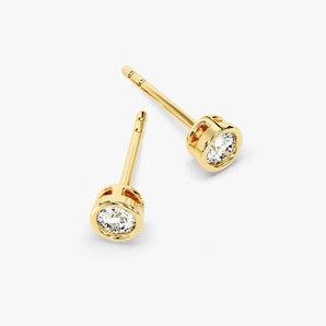 0.50 TCW Round Cut Moissanite Bezel Stud Earrings in Gold