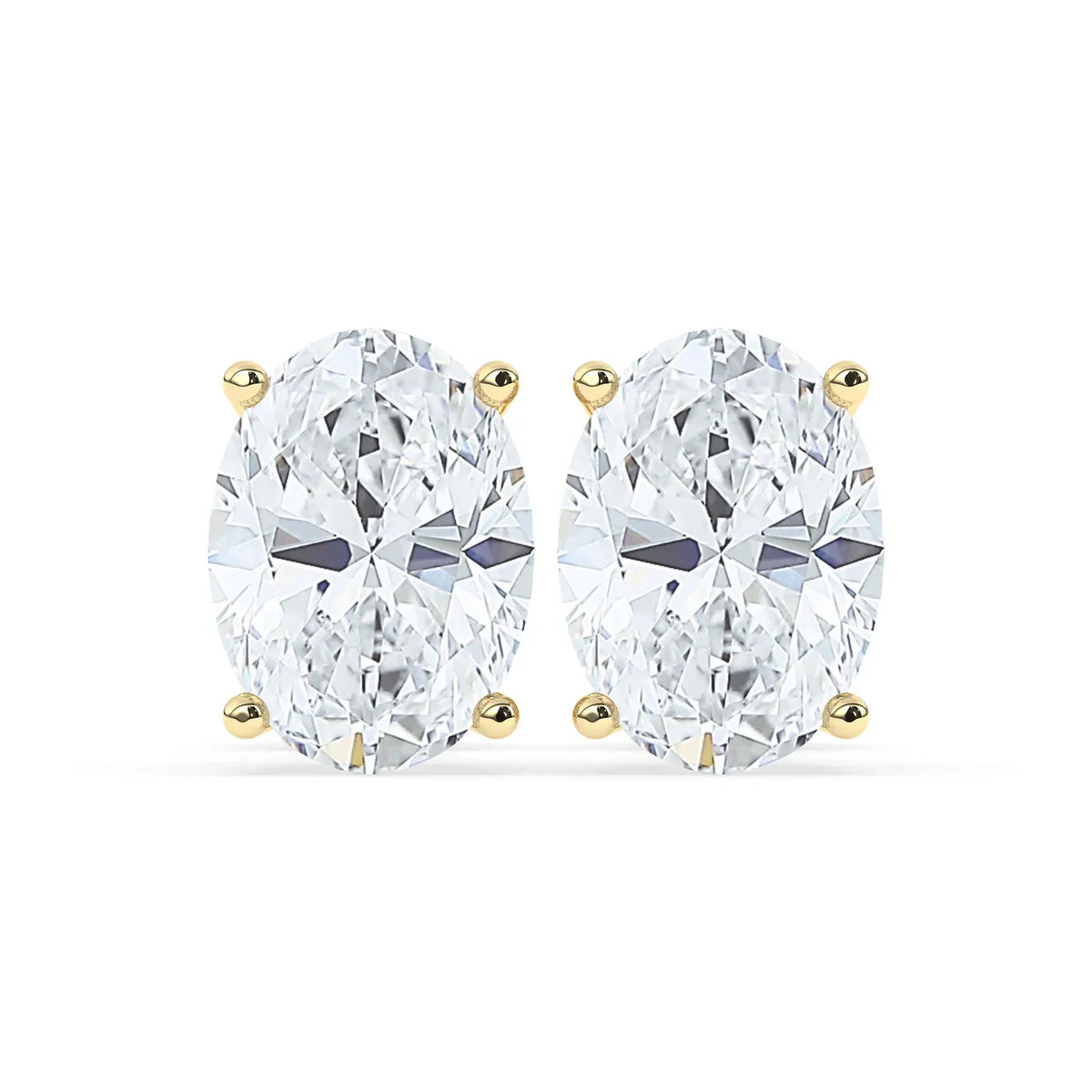 2.0 TCW Oval Cut Moissanite Hidden Halo Stud Earrings in Gold 1