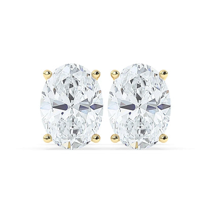 2.0 TCW Oval Cut Moissanite Hidden Halo Stud Earrings in Gold 1