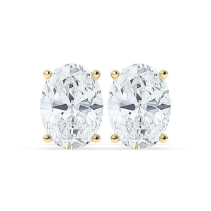 2.0 TCW Oval Cut Moissanite Hidden Halo Stud Earrings in Gold