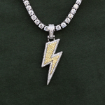 4 CT Round Moissanite Iced Bolt Silver Pendant for Him 2