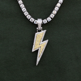4 CT Round Moissanite Iced Bolt Silver Pendant for Him 2