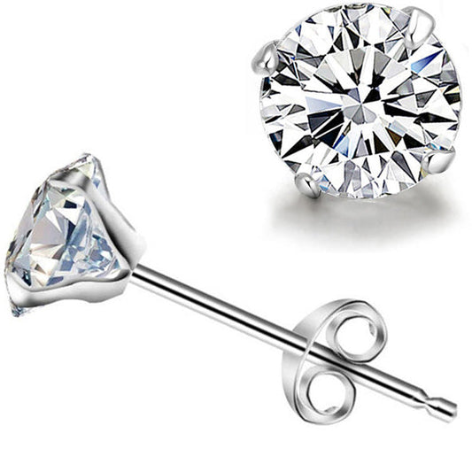 Round Cut Cubic Zirconia in 925 Sterling Silver Earrings 1