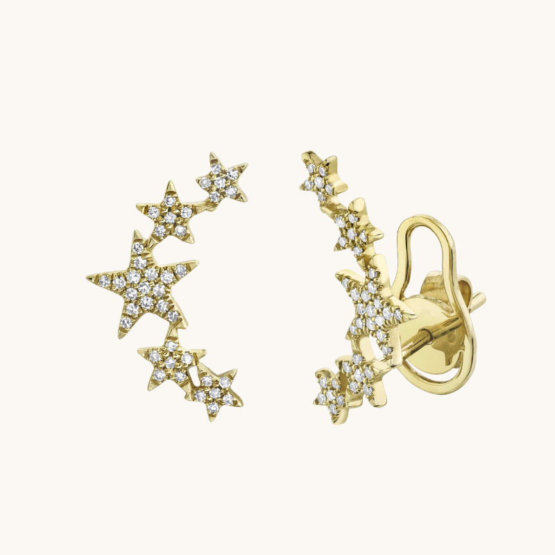 1.0 TCW Round Cut Moissanite Star Stud Earrings in Gold 2
