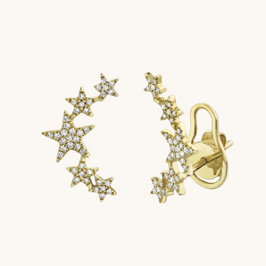 1.0 TCW Round Cut Moissanite Star Stud Earrings in Gold