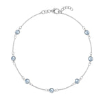1.75 TCW Round Aquamarine Lab Made Diamond- March Birthstone Dainty Bracelet 7