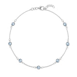 1.75 TCW Round Aquamarine Lab Made Diamond- March Birthstone Dainty Bracelet 7