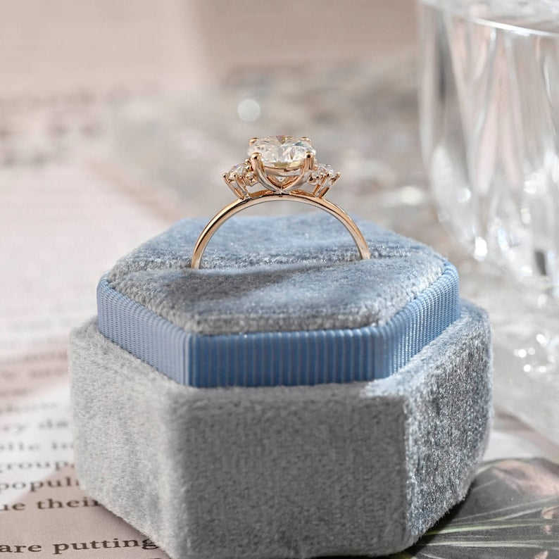 Stunning 3.0 CT Round Moissanite Engagement Ring with Cluster Design 6