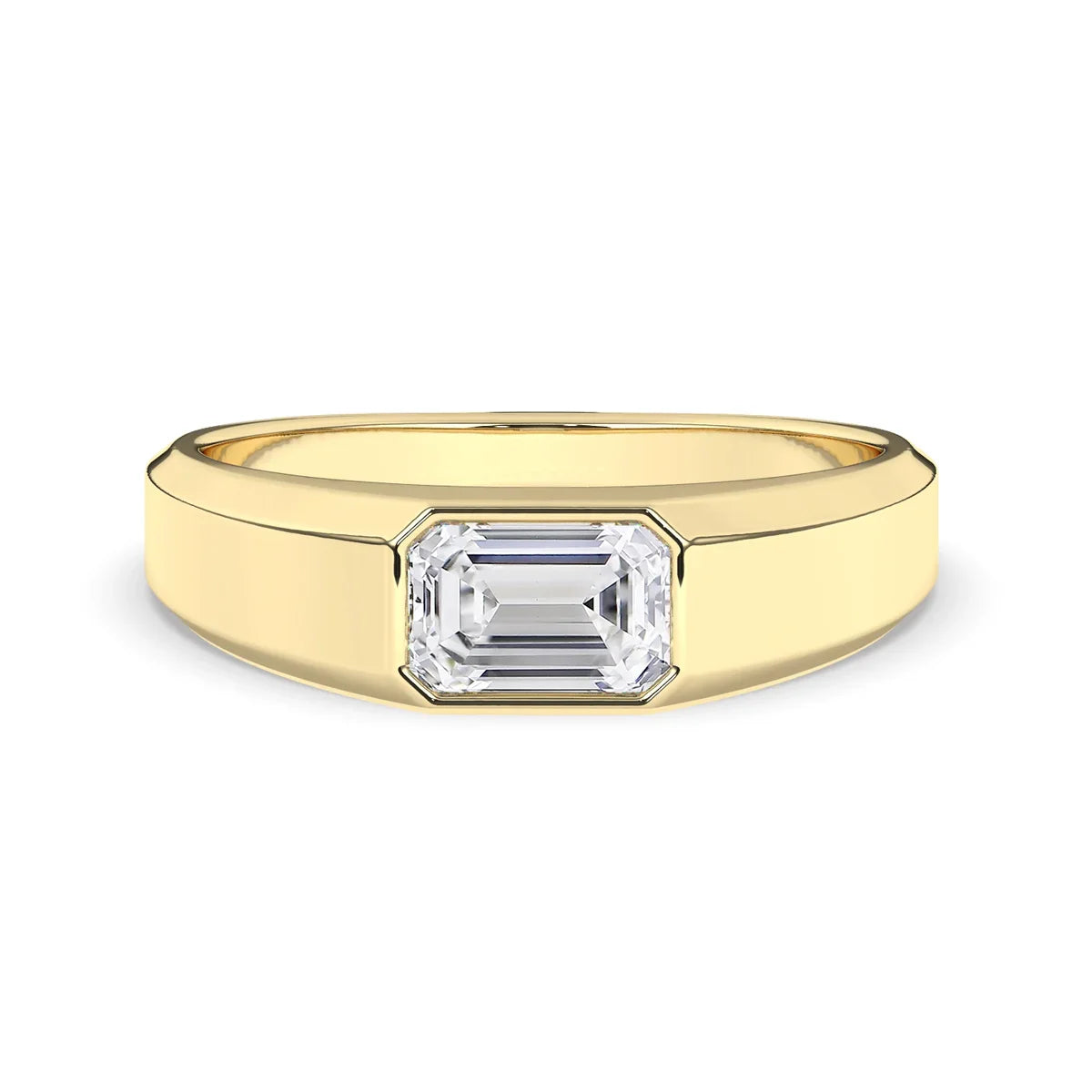 Delicate 0.40 CT Moissanite solitaire Men's Wedding Band with Emerald Cut Stones in Solid Gold 1