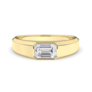 Delicate 0.40 CT Moissanite solitaire Men's Wedding Band with Emerald Cut Stones in Solid Gold