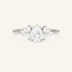 Stunning 1 CT Pear Moissanite Engagement Ring With Cluster Design 3