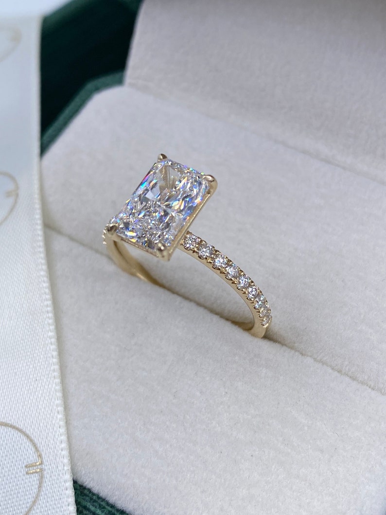 Stunning 2.30 CT Radiant Moissanite Engagement Ring with Pave Design 3