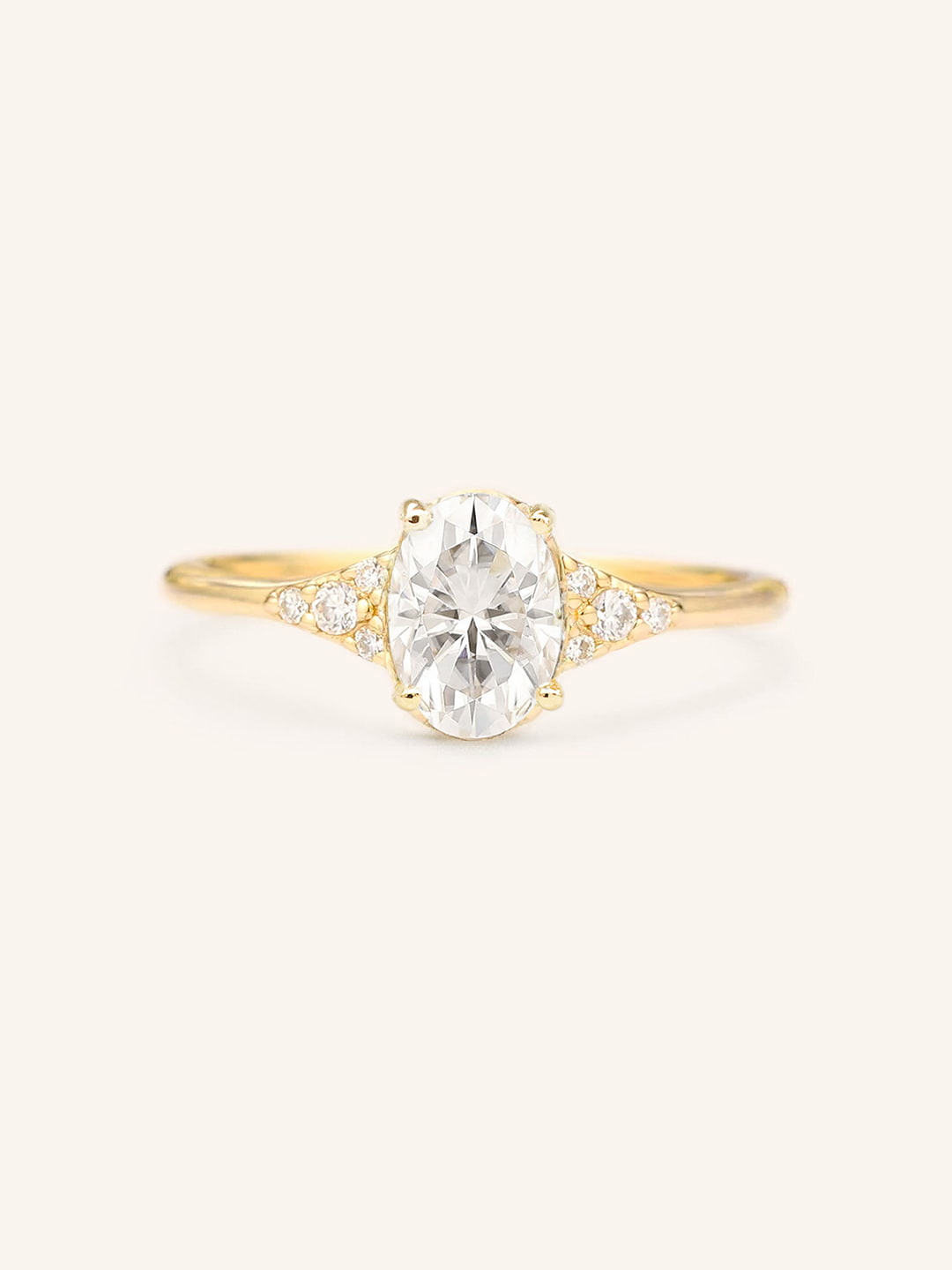 Stunning 0.40 CT Oval Moissanite Engagement Ring With Cluster Design 1
