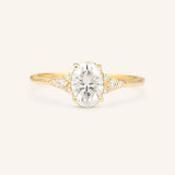 Stunning 0.40 CT Oval Moissanite Engagement Ring With Cluster Design 1
